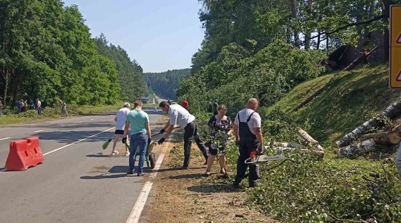 В Могилевском районе продолжают устранять последствия урагана. Люди приходят на помощь
